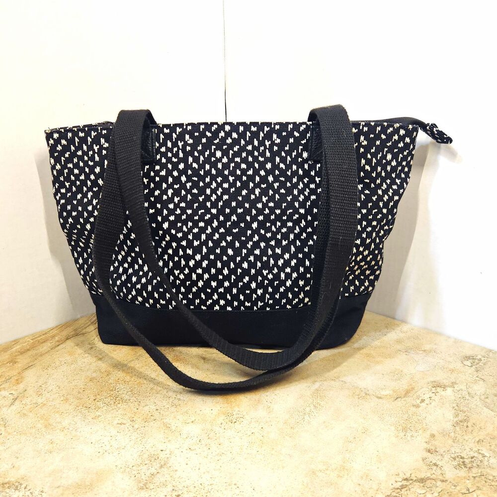 Thirty-One Demi Day Bag Zip Top Shoulder Strap Inner Pockets Lil Scribble Black